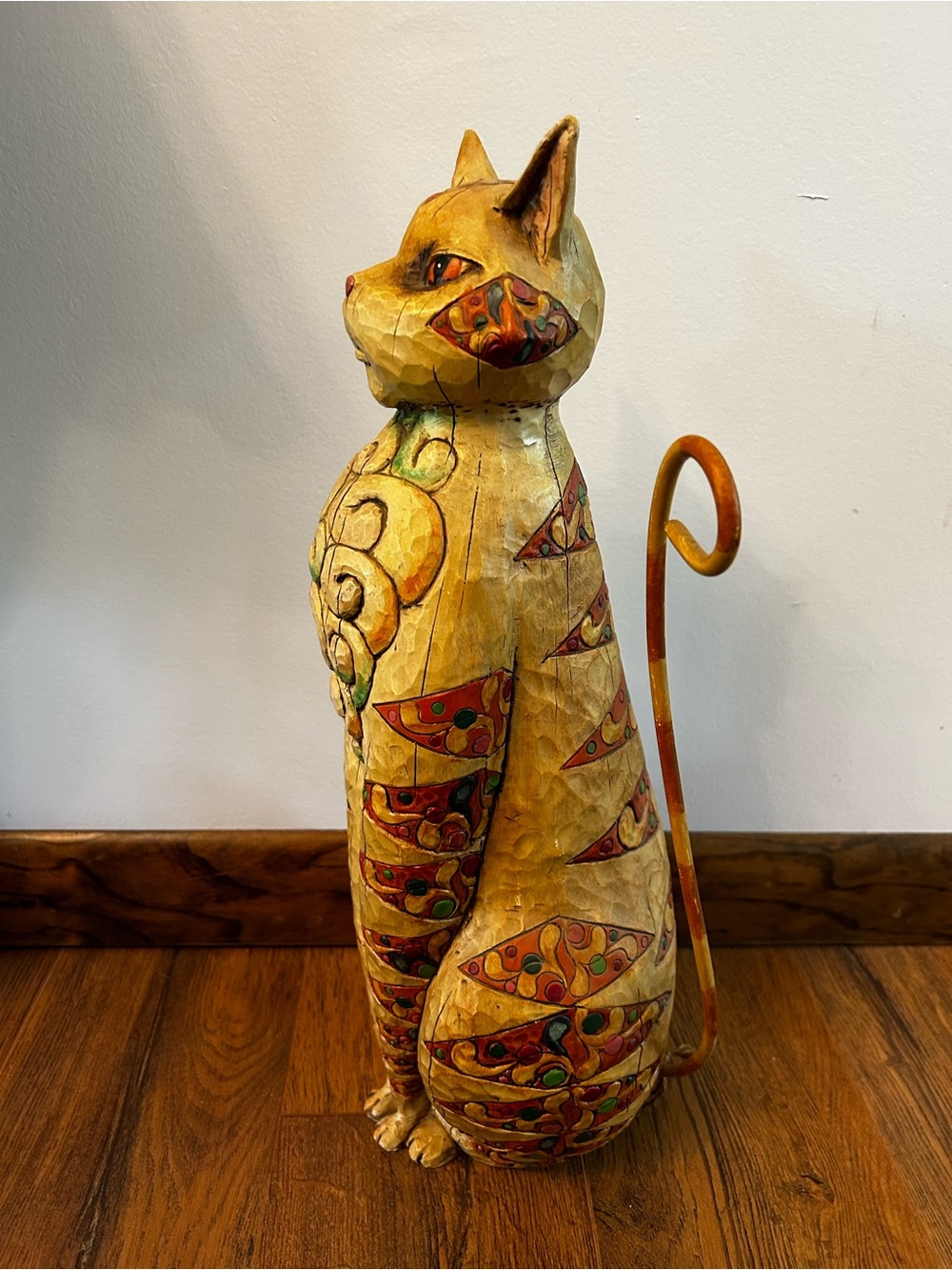 Heartwood Creek Jim Shore Enesco Tall Orange Quilted Cat Sculpture Statue - Picture 2 of 10